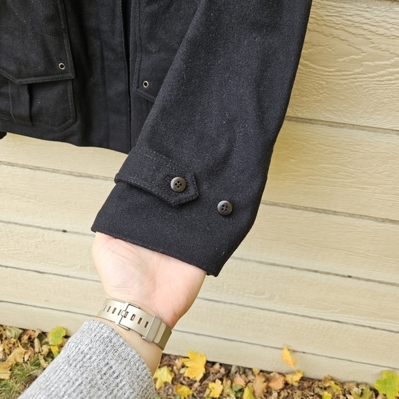 J. Crew black wool blend single breasted coat large - Picture 7 of 7